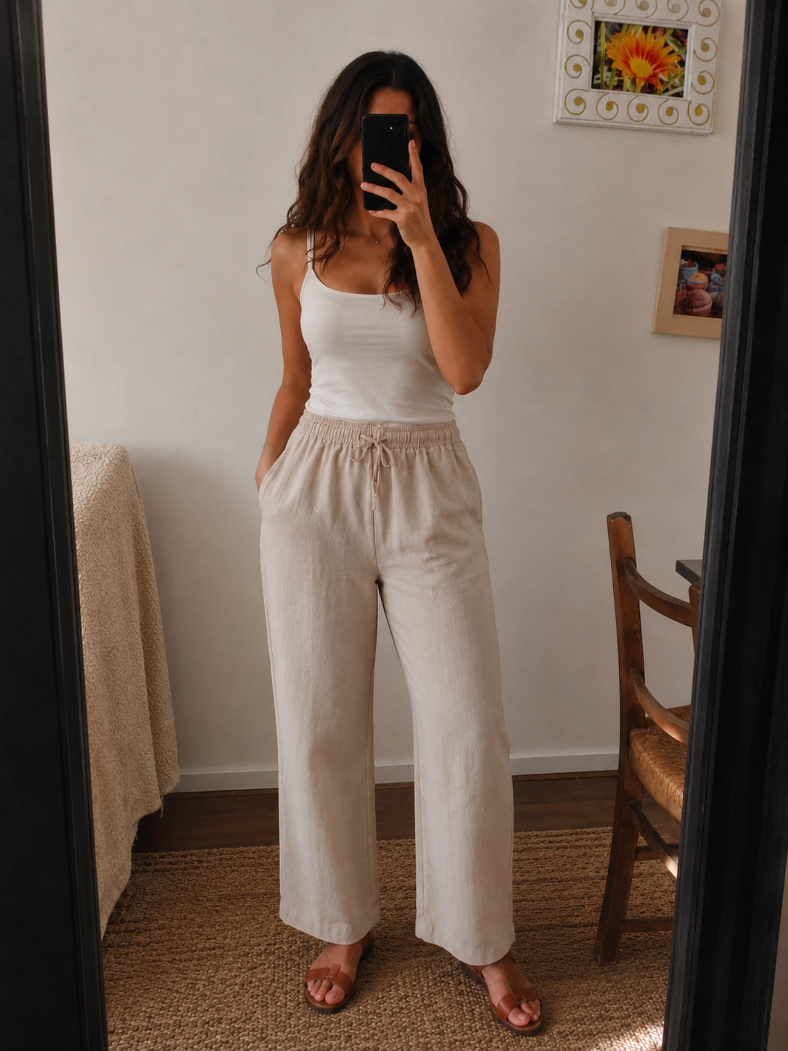 👒 MANGO Neuf avec étiquette Taille XXL/44 Pantalon lin beige NP 49 e 👒